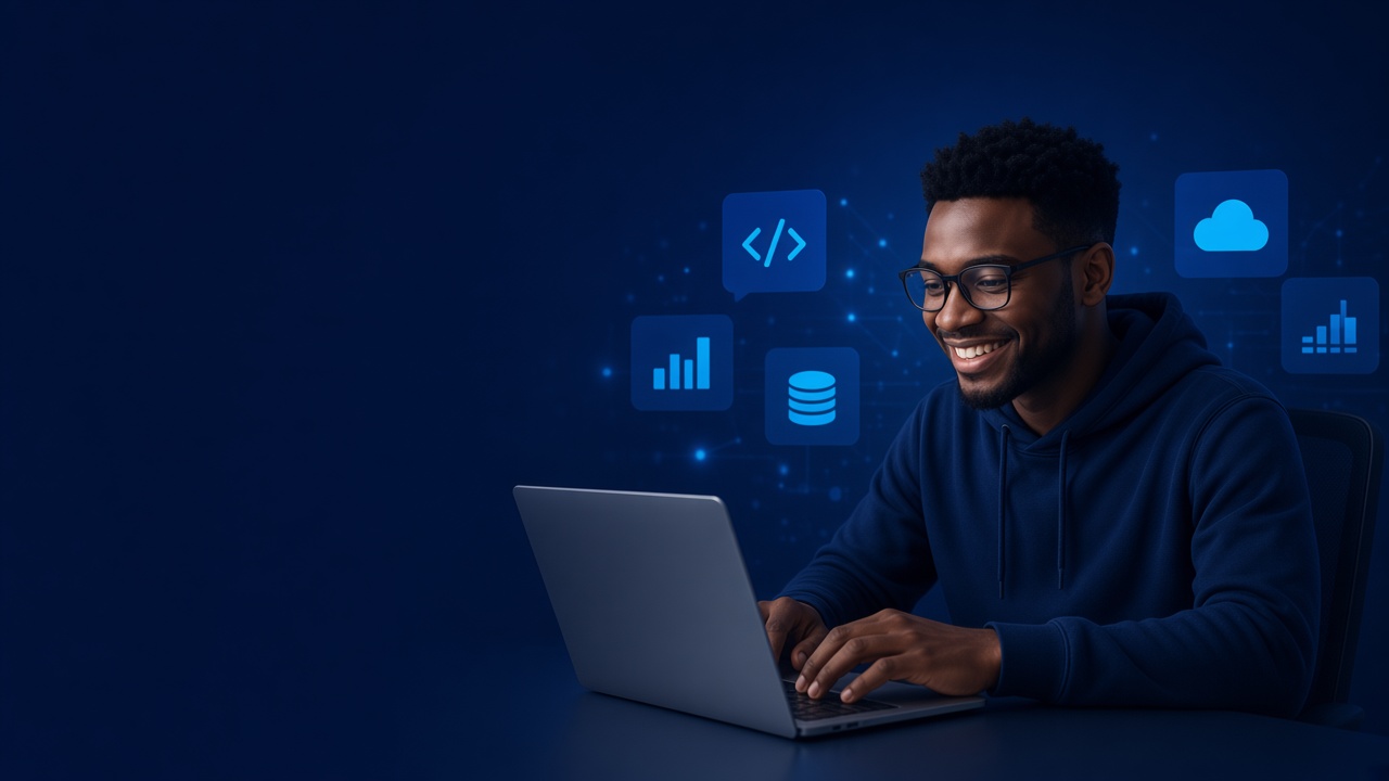 Learner working on a laptop